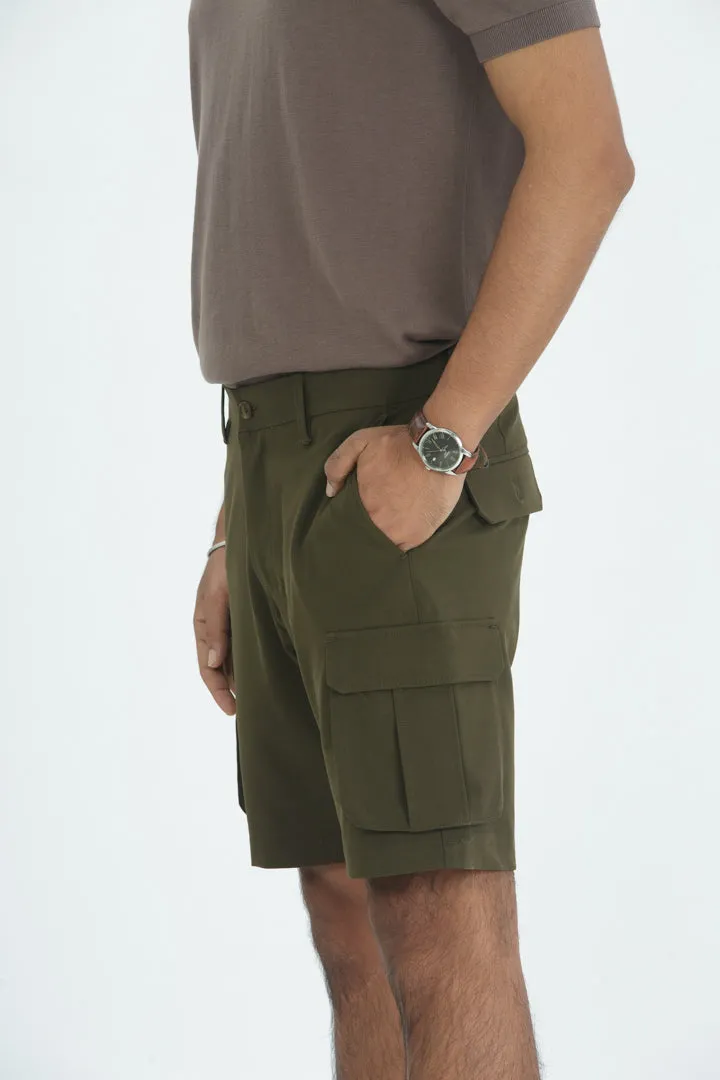 Army Olive Stretch Cargo Shorts