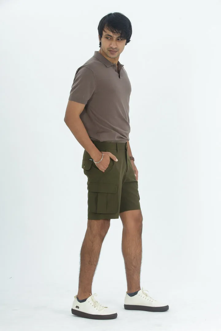 Army Olive Stretch Cargo Shorts