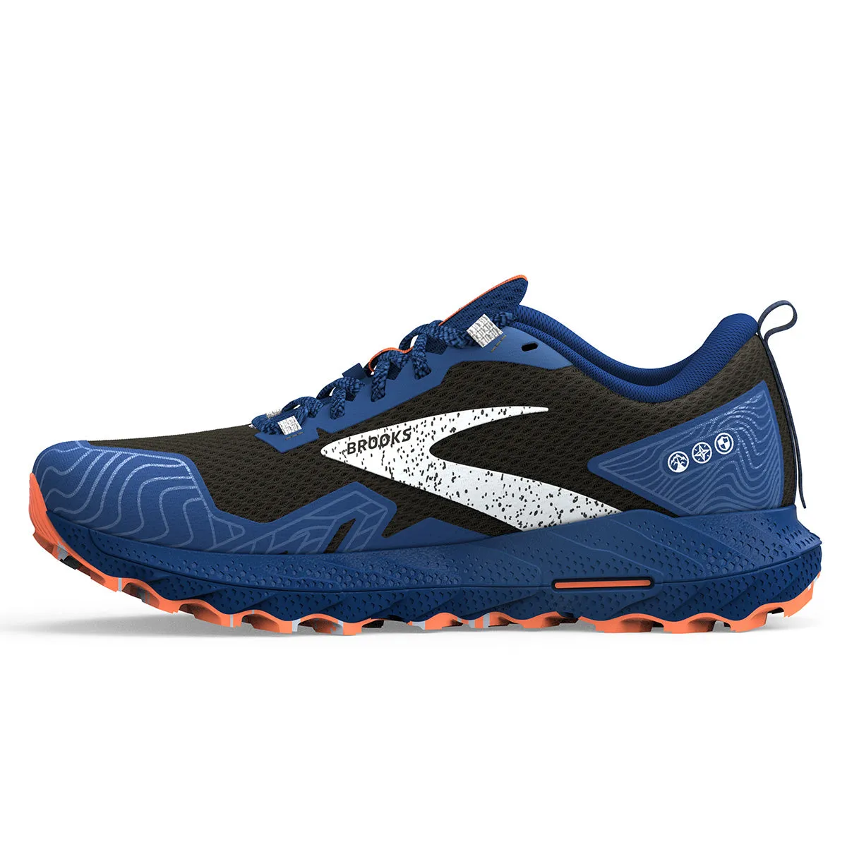 Mens Brooks Cascadia 17 GTX Trail Running Shoes - Black/Blue/Firecracker