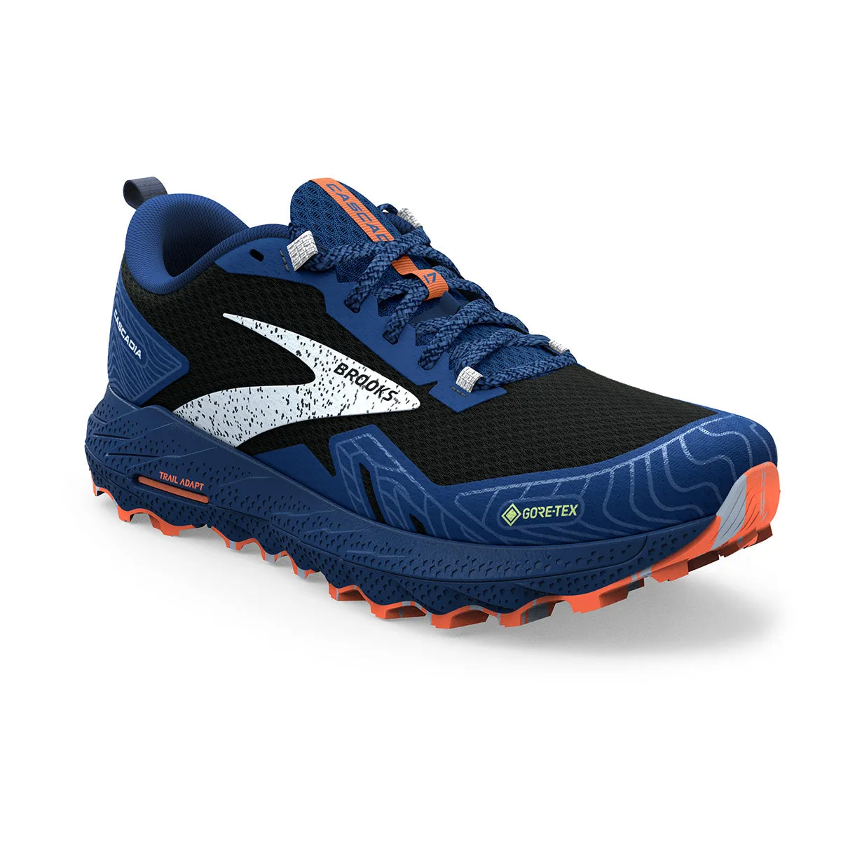 Mens Brooks Cascadia 17 GTX Trail Running Shoes - Black/Blue/Firecracker