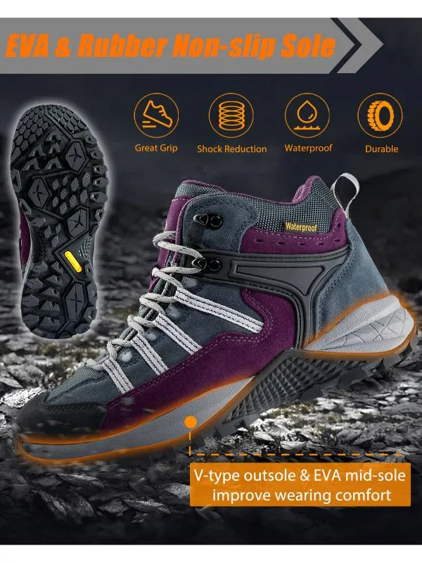 Women's Waterproof Hiking Boots Winter Snow Boots Non Slip Work Shoes Arches